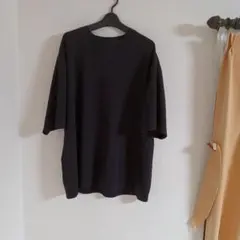 《中古品》Uniqlo U エアリズムコットンオーバーサイズTシャツ 五分袖 黒