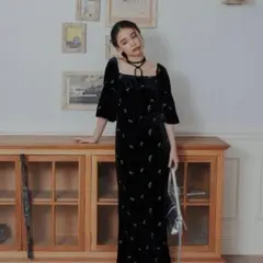 kastane オケージョンドレス ベロア 黒