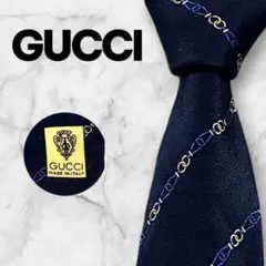GUCCI/グッチ ネクタイ ネイビー チェーン ストライプ