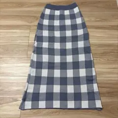 チェックスカート ロングニットスカート
