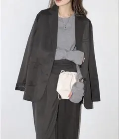 ボンジュールサガン　杢調シングルテーラードジャケット　チャコールグレー