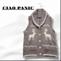チャオパニック ウール混 カウチン風ニットベスト 北欧 重ね着◎ 5695