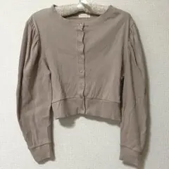 リブニット パフスリーブ カーディガン ピンクのサムネイル