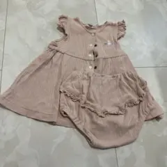 ファミリア　familiar リブ編みピンクワンピースセットアップ