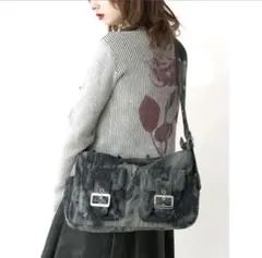jouetie デニムフラップメッセンジャーBAG ブラック レアのサムネイル