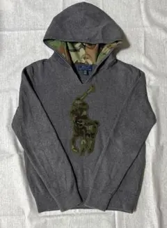 ポロ カモフラージュ刺繍 フード付きパーカー