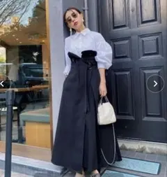 Ameri ブラックロングスカート