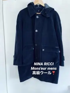 NINA RICCI ムッシュ　メンズ　お洒落でトラッド！高級コート！ブラック！