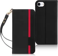 iPhone14Pro 手帳型ケース ブラック×レッド