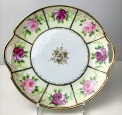 オールドノリタケ 1891年〜（カエデ印）金彩点盛り薔薇絵皿