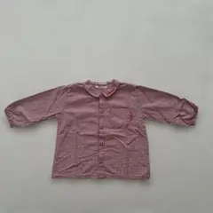 MIKI HOUSE ミキハウス　赤と白のチェック柄長袖シャツスナップボタン80