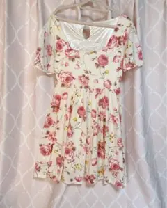 【美品】LIZ LISA リズリサ系花柄半袖ワンピースエムズエキサイト春物夏物