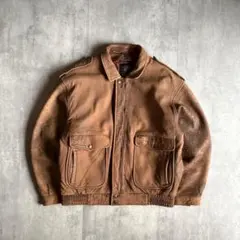 【90s vintage】A-2 レザー　フライトジャケット　本革　短丈　古着