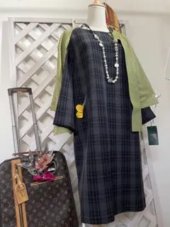 11.号　新品⭐︎ DECOY ⭐︎あったかワンピース ⭐︎グリーンタータンチェック