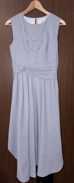 パーティードレス　結婚式　ワンピース　ロング　ライトブルー