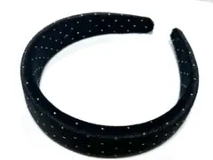 ゴールドスタッズ調　ブラック系　ベロア生地カチューシャ　韓国風