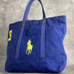 ポロラルフローレン ビッグポニー刺繍 トートバッグ 大容量 A4 青