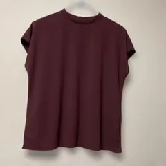 UNIQLO クレープジャージースタンドカラーT 半袖　　 ダークブラウンXL
