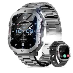 軍用規格 2.0インチ大画面 Bluetooth5.3通話機能 2種バンド付 黒