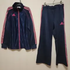 Adidas スリーラインジャージ上下セット Lサイズ ネイビー×ピンク
