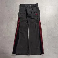 00s リメイク ワイドフレアパンツ 再構築 黒 adidas y2k グランジ