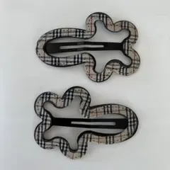 ヘアクリップ　チェック柄