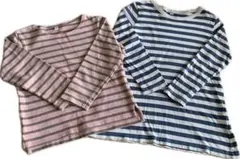 女児120cm 長袖ストライプカットソー2枚セット