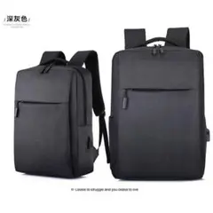 ブラックナイロン リュック・バックパックUSBポート付き インポート新品