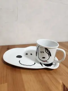 陶器製　スヌーピー モーニングプレートとマグカップセット　新品未使用