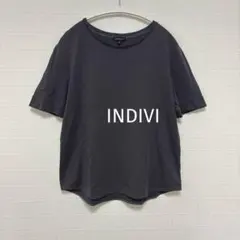 『INDIVI』Tシャツ 半袖カットソー 無地 シンプル【38】チャコールグレー