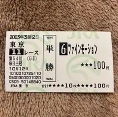 値下げ 2002年 第47回 有馬記念 現地購入 ファインモーション 単勝馬券