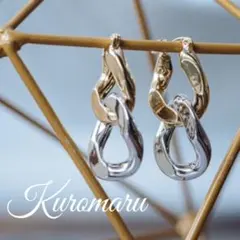 ＊豪華デザインピアス＊ 二連 ファッションピアス 合金ゴールド シルバー