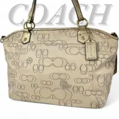 美品 COACH コーチ トートバッグ シグネチャー バタフライ ショルダー