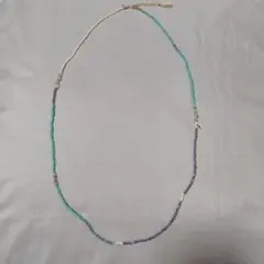 ターコイズ パープル ビーズ ネックレス