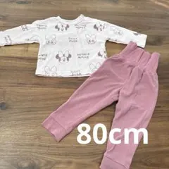 ミニーちゃん はらまき付きパジャマ 長袖 80cm ピンク 上下セット