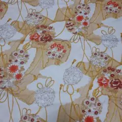 花柄リボンデザインの布地 はぎれ 和柄