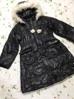 美品/キャサリン コテージ◆中綿ファー付きロングコート130◆ブラック