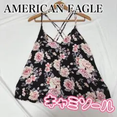 AMERICAN EAGLE 花柄キャミソールレーヨン100% 涼感ブラック Sのサムネイル