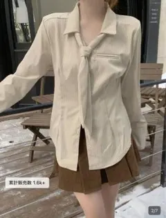 長袖　ストライプ　カジュアルシャツ　Lサイズ