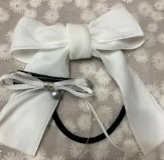 ホワイトリボンヘアゴム