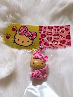 日焼けギャルキティ ピンクヒョウ柄根付け　ストラップ 大阪限定