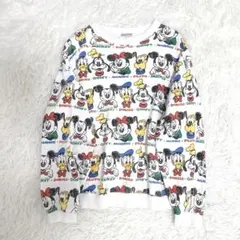 90s ヴィンテージ Disney ミッキー総柄スウェット メンズM相当 白