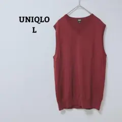 ユニクロ　ニットベスト　毛100　Vネック　重ね着　薄手　L