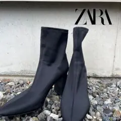 ZARA ザラ ショートブーツ ストレッチソックスブーツ ブラック