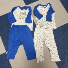 ベビーパジャマ 動物柄 青色 90cmまで対応
