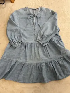 ライトブルー フリル付きワンピース