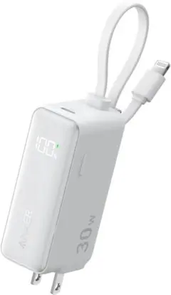 ★美品 Anker Power Bank 30W ライトニングケーブル ホワイト
