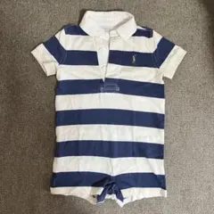 【数回のみ着用】Ralph Lauren ストライプロンパース 12M 80㎝