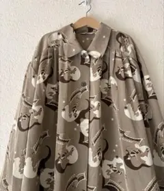 vintageレトロ古着usedピエロさんユニコーン柄ブラウス個性的