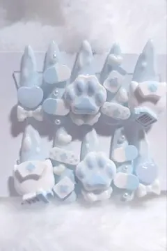 ネイルチップ 水色 地雷 量産型 サブカル 猫